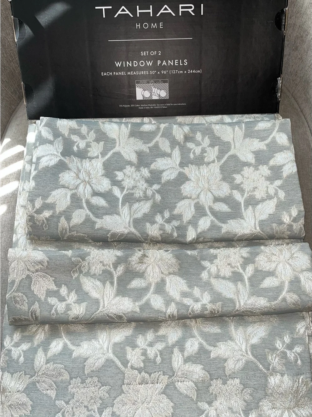 NWT Tahari Home Jacquard Floral  Design Drapes 50